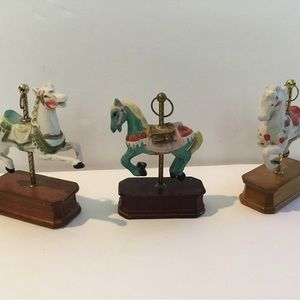 Carousel horses,Wood pedestals. Lot of 3. Vintage